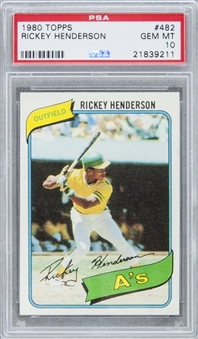 1980 Topps #482 Rickey Henderson Rookie Card - PSA GEM MT 10